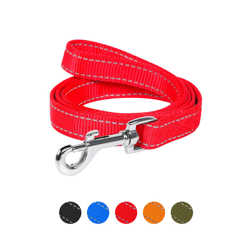 Повідець для собак Dog Extreme з нейлону подвійний Ш 25 мм Д 122 см червоний (42993) - зображення 1