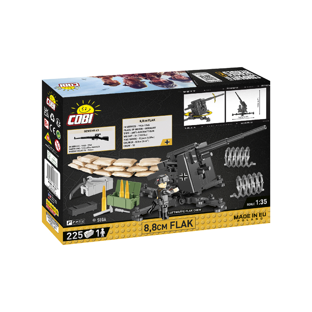 Конструктор Cobi Company of Heroes 3 Зенітна гармата FlaK 88-мм, 225 деталей (COBI-3047) - зображення 6