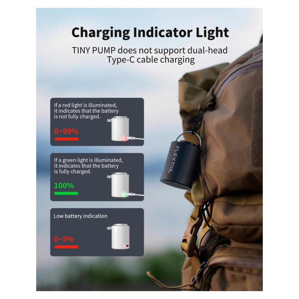 Насос для надувних меблів Flextail Tiny Pump, помаранчевий (6975755961378) - зображення 6