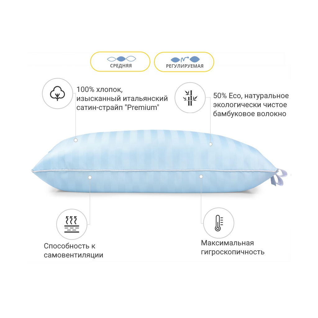 Подушка MirSon бамбукова Hand Made Valentino 940 середня 50x70 (2200000557308) - зображення 2