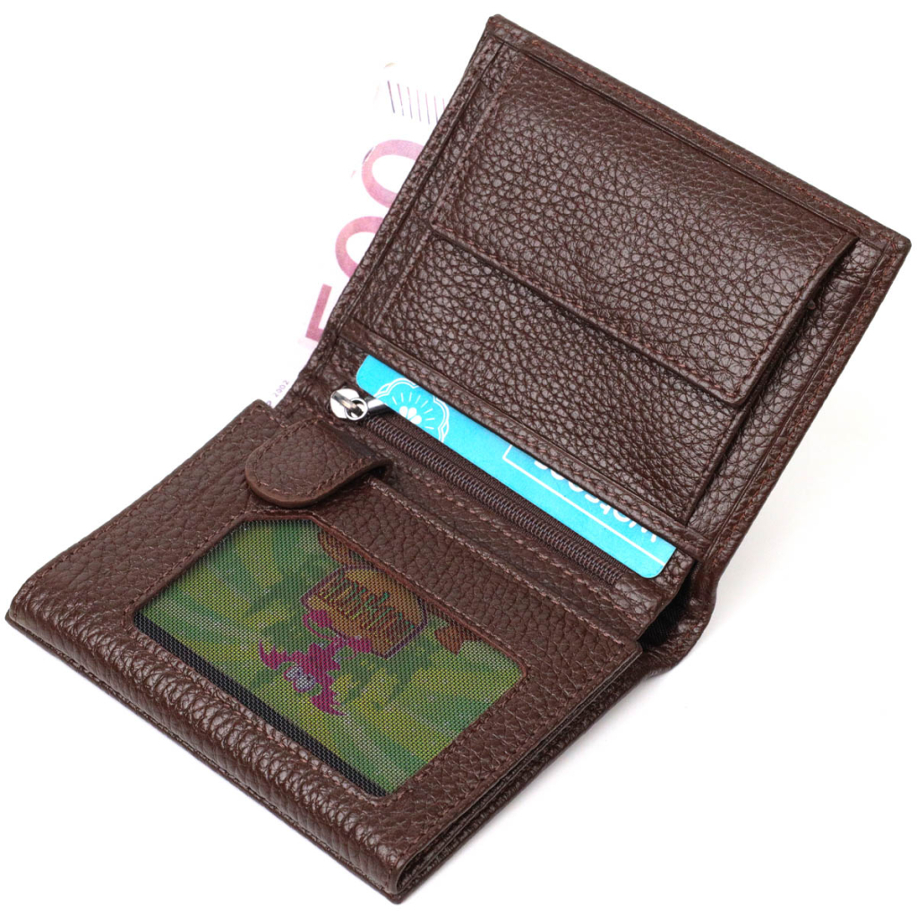 Гаманець Bond Accessories З натуральної зернистої шкіри Коричневий (21989) - зображення 5