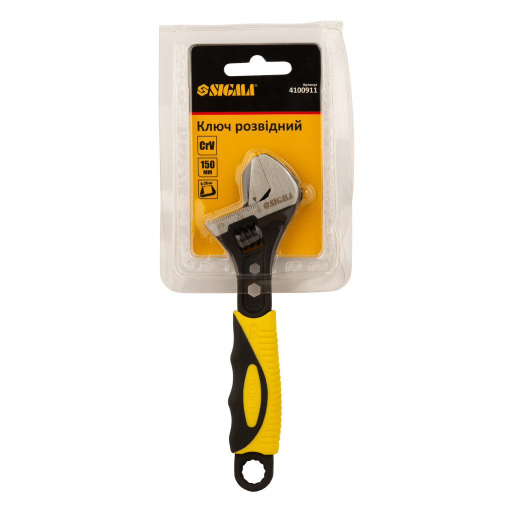 Ключ Sigma розвідний з переставною губкою 150мм, 0-24мм CrV (TPR) (4100911) - зображення 11