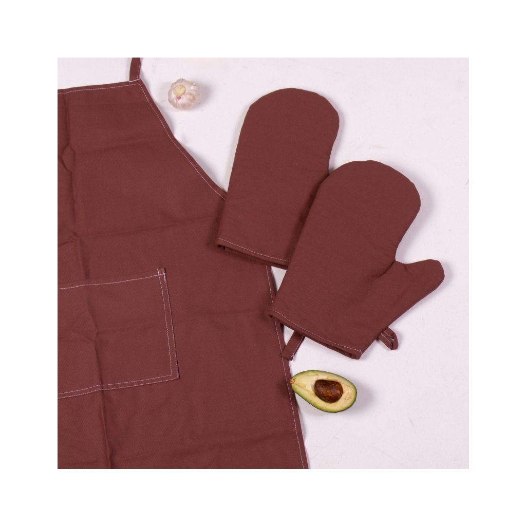 Фартух MirSon Набір №205 - Chocolate дві прихватки + дві рукавички-прихватки + фартух (2200006753964) - изображение 3