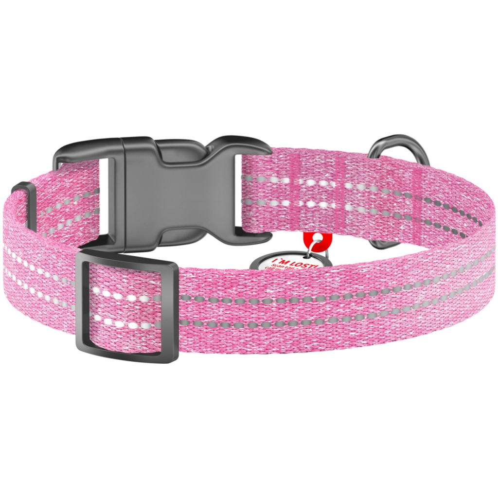 Нашийник для тварин WAUDOG Re-cotton з QR паспортом світловідбивний Ш 25 мм Д 33-49 см рожевий (02927) - зображення 2