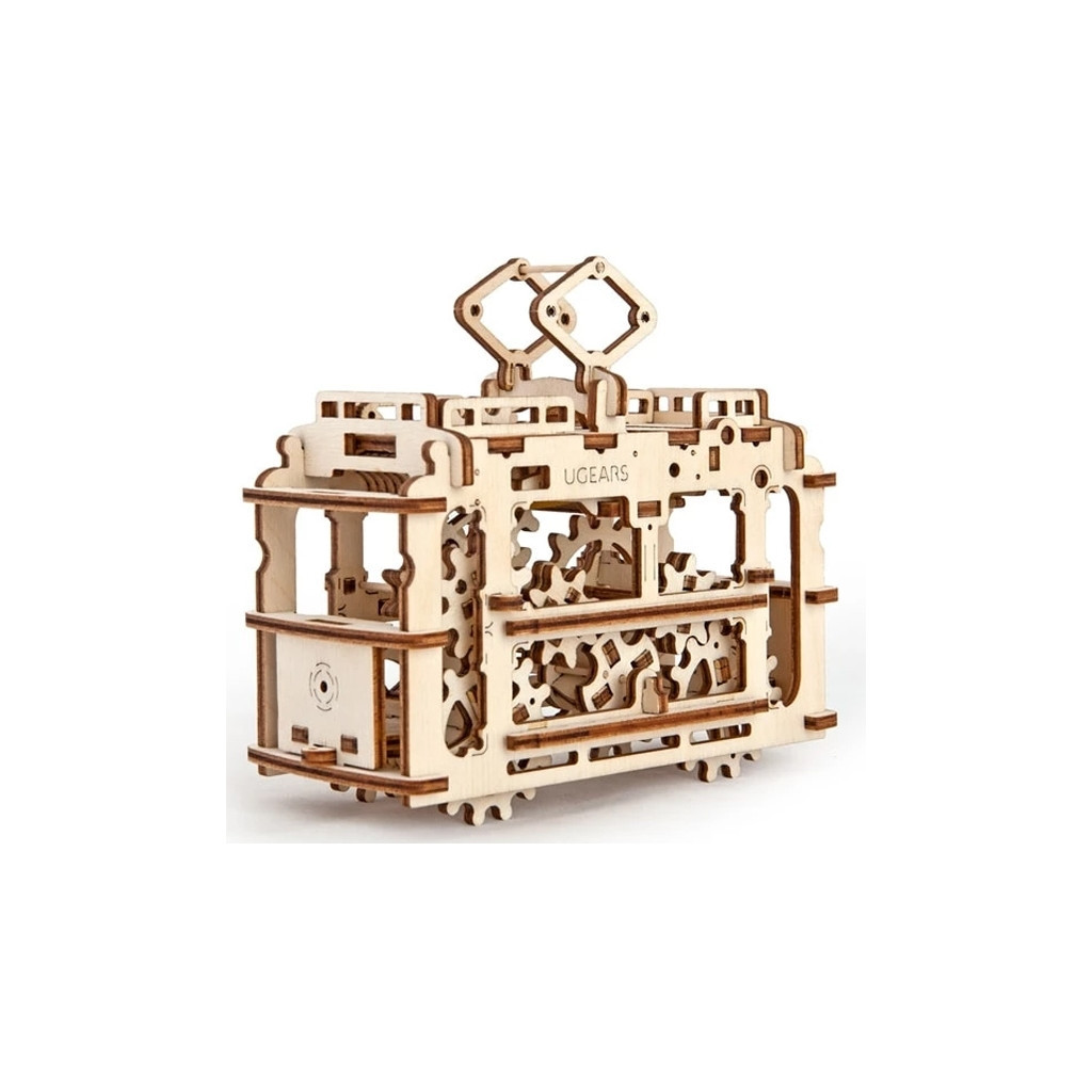 Збірна модель Ugears механічний Трамвай з рейками (70008) - зображення 1