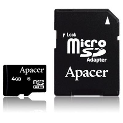 Карта пам'яті Apacer 4GB microSDHC Class4 w/ 1 Adapter RP (AP4GMCSH4-R) - зображення 1