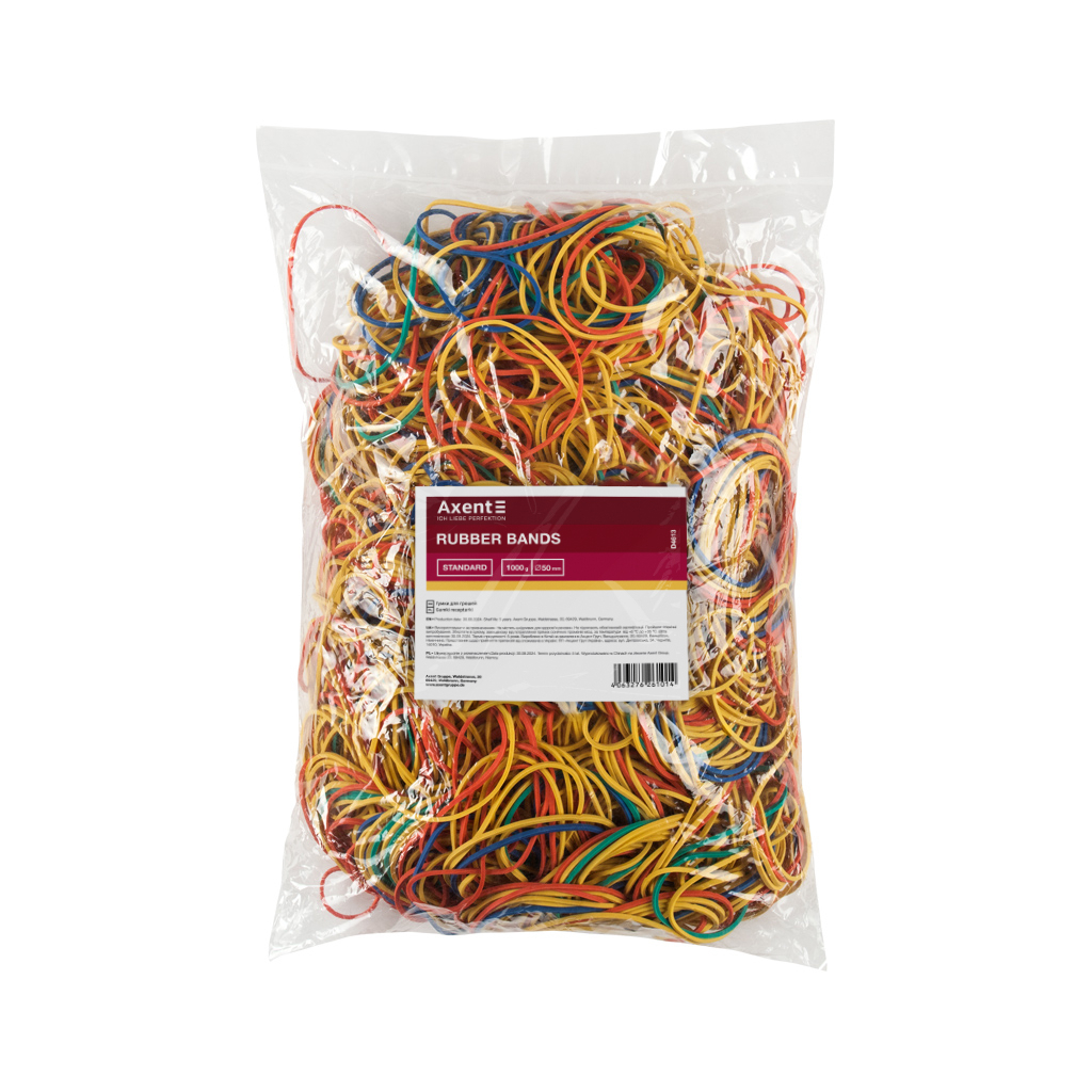 Резинки для грошей Axent Standard кольорові, 1000 г (D4613) - зображення 2