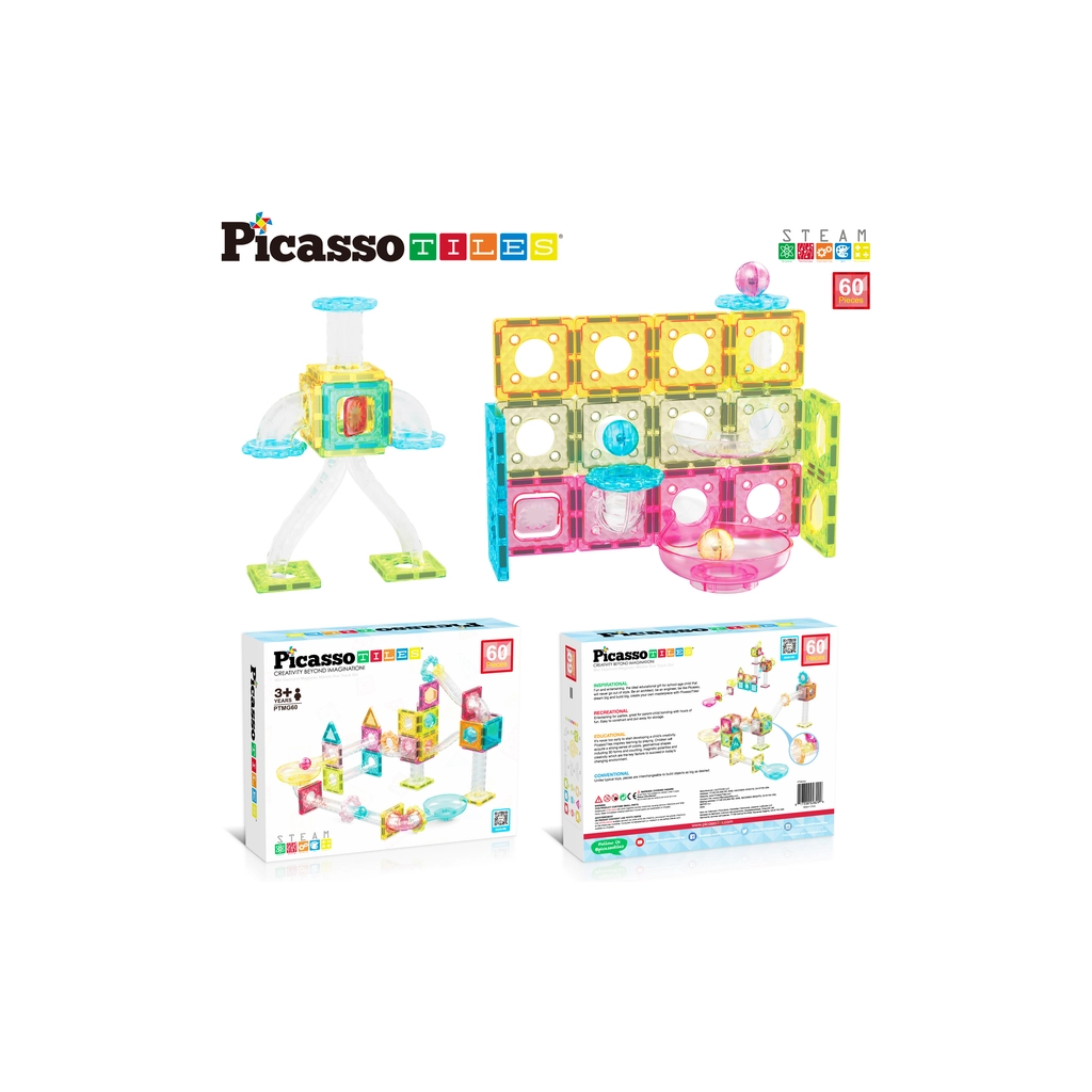 Конструктор Picasso магнітний Tiles Mini Diamond Marble Run Track Set 60 деталей (817338028299) - зображення 4