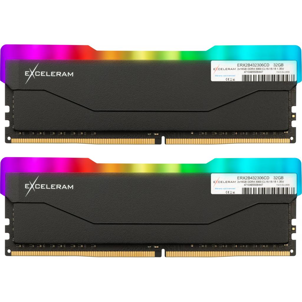 Модуль пам'яті для комп'ютера DDR4 32GB (2x16GB) 3000 MHz RGB X2 Series Black eXceleram (ERX2B432306CD) - зображення 1