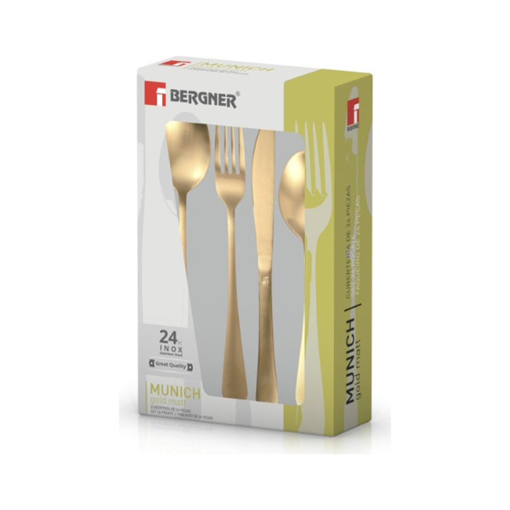 Набір столових приборів Bergner Munich gold matt 24 предмета (BG-5134-GD) - изображение 2