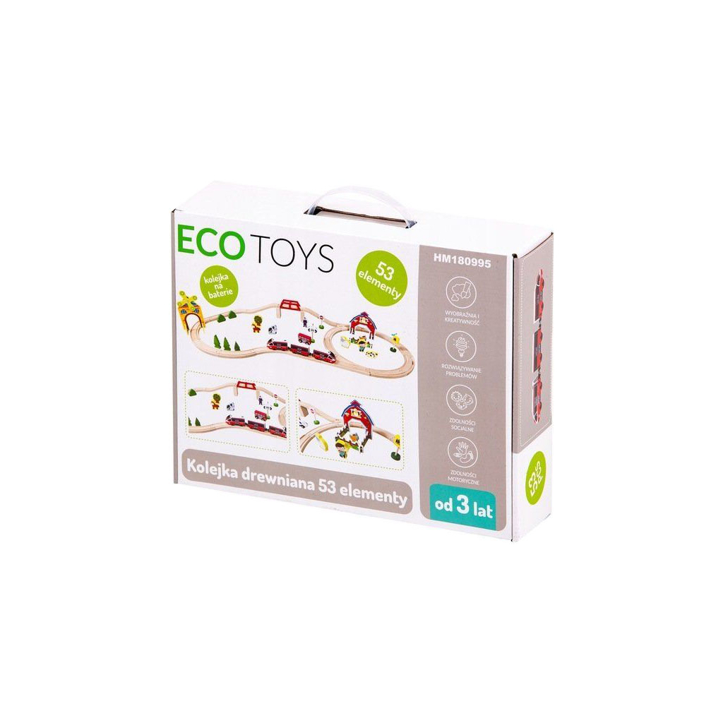 Залізниця дерев'яна Ecotoys з потягом на батарейках (HM180995) - зображення 1