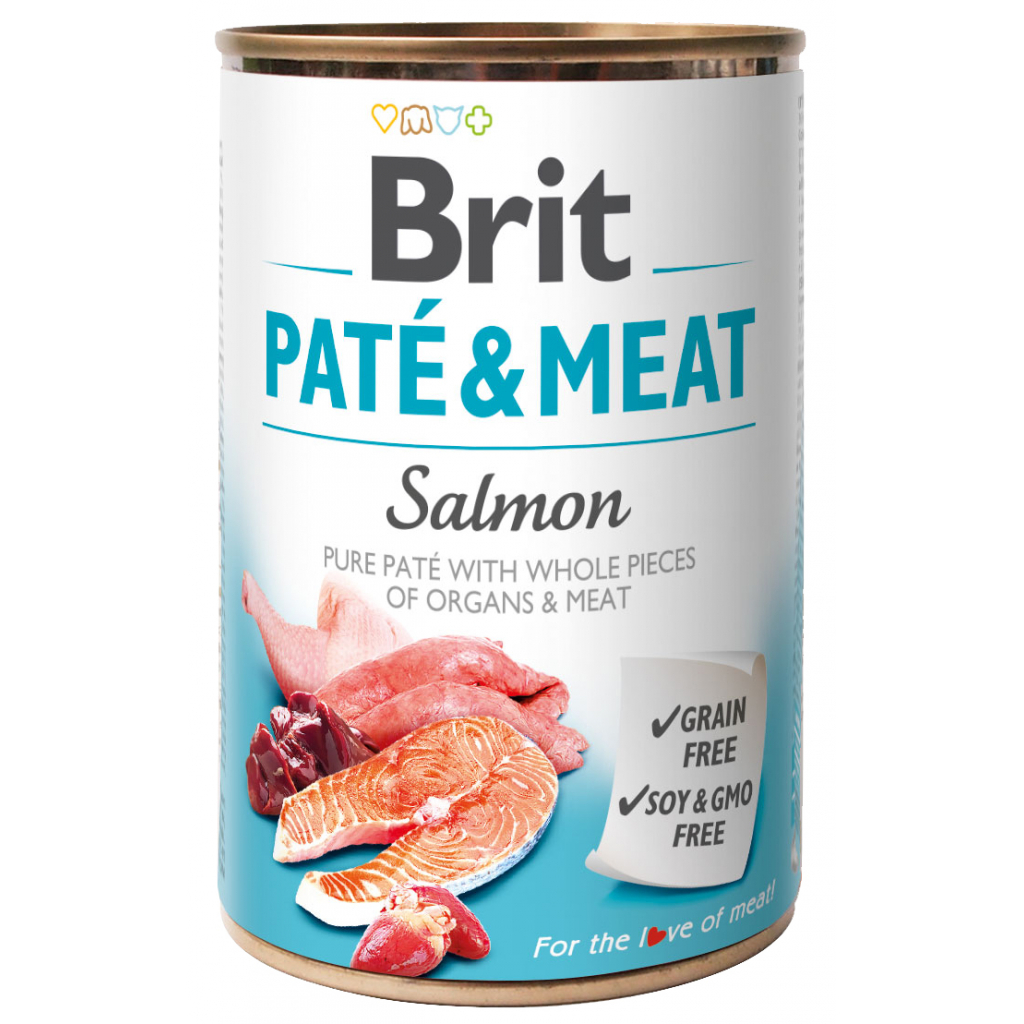 Консерви для собак Brit Pate and Meat зі смаком лосося 400 г (8595602530267) - зображення 1
