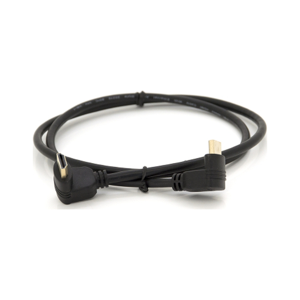 Кабель мультимедійний HDMI M to HDMI M 1.0m V1.4 90° corner black Merlion (YT-HDMI-1.0m/90°-90°) - зображення 2