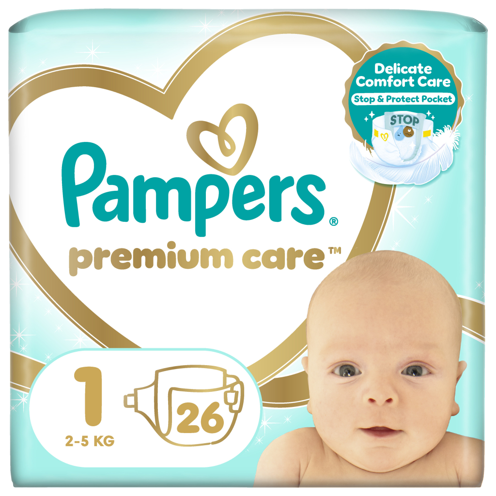 Підгузки Pampers Premium Care Розмір 1 (2-5 кг) 26 шт (8001841104614) - зображення 1