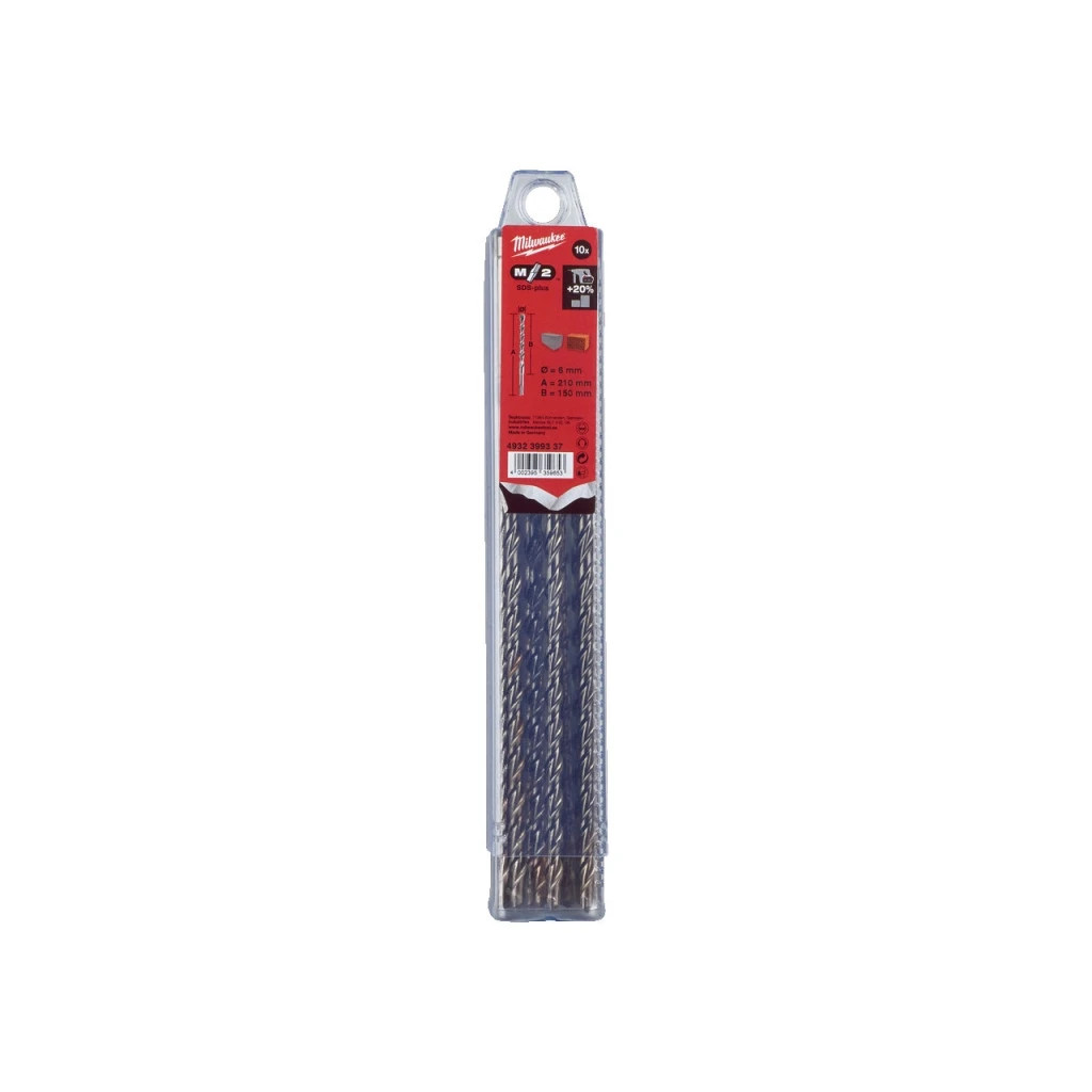Бур Milwaukee SDS-PLUS M2, 6,0х210х150мм, 10шт (4932399337) - зображення 2