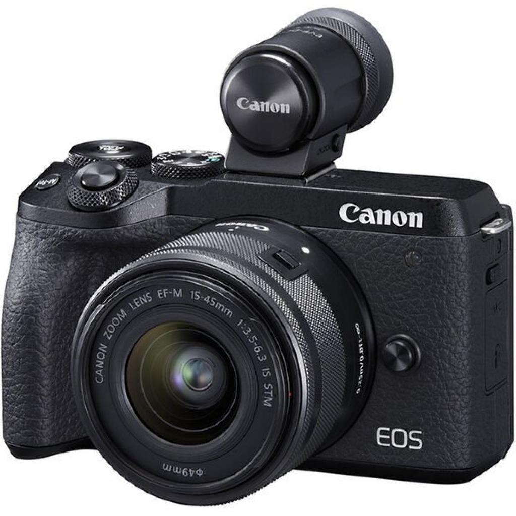 Цифровий фотоапарат Canon EOS M6 Mark II + 15-45 IS STM + EVF Kit Black (3611C053) - зображення 2