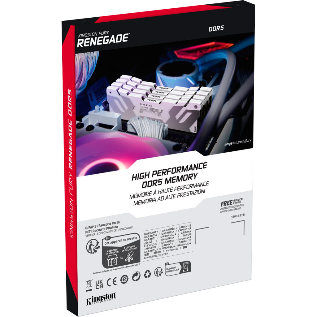 Модуль пам'яті для комп'ютера DDR5 32GB (2x16GB) 6800 MHz Renegade White/Silver Kingston Fury (ex.HyperX) (KF568C36RWK2-32) - зображення 5