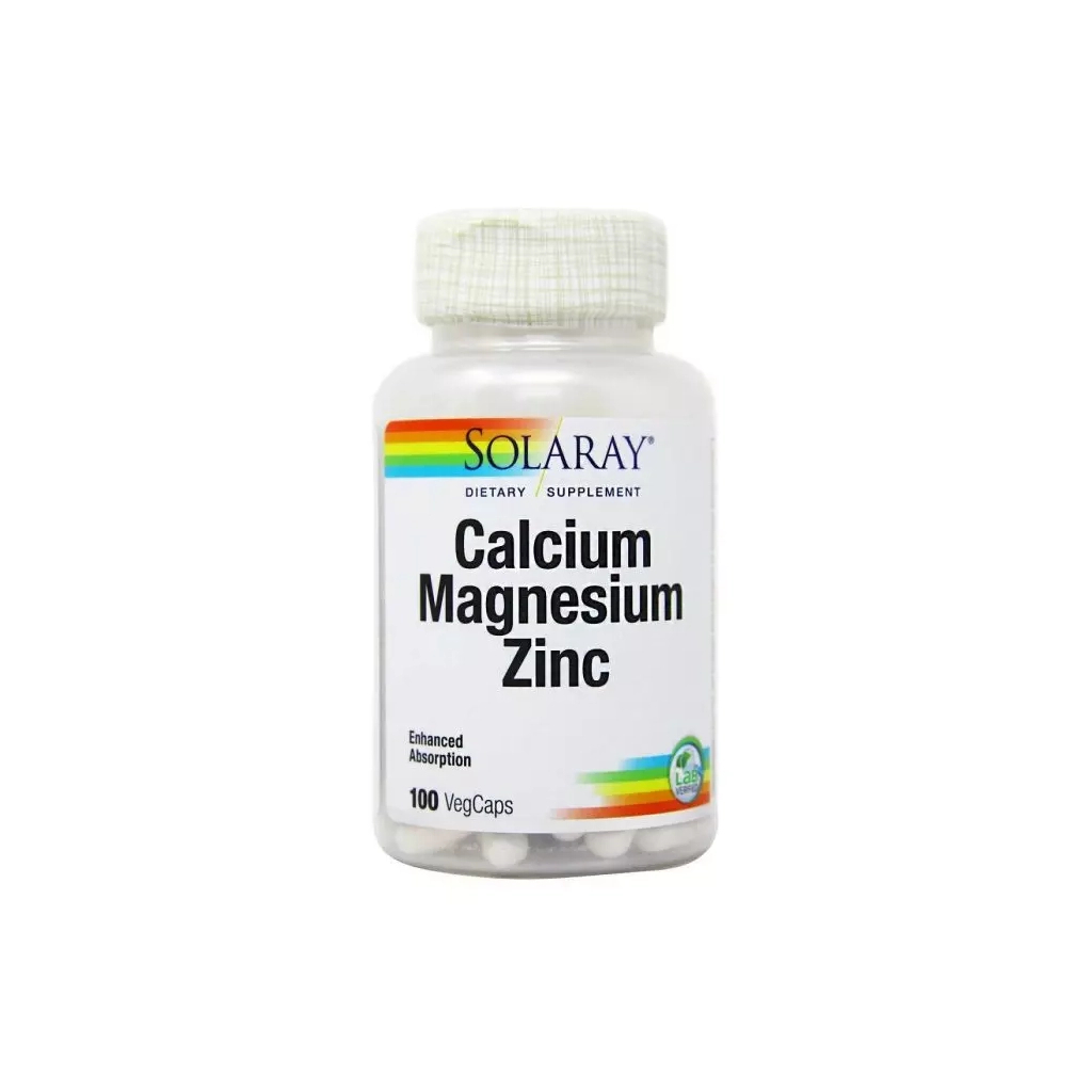 Мінерали Solaray Кальцій Магній Цинк, Calcium Magnesium Zinc, 100 капсул (SOR-04560) - зображення 1