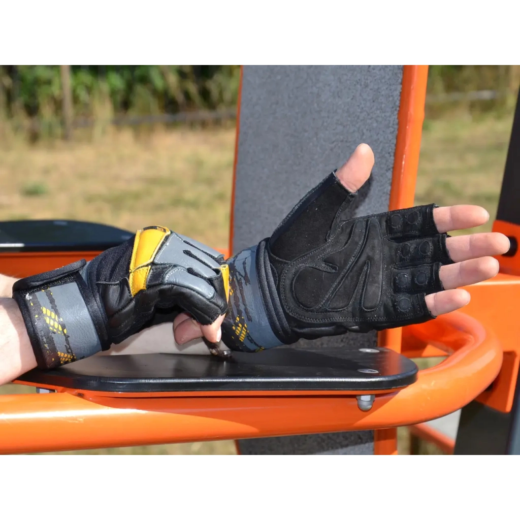Рукавички для фітнесу MadMax MFG-880 Signature Black/Grey/Yellow XL (MFG-880_XL) - зображення 6