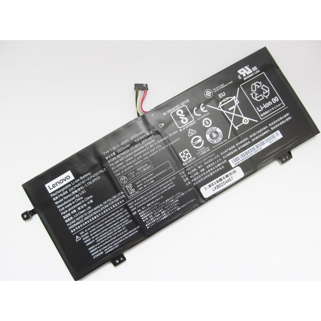 Акумулятор до ноутбука Lenovo IdeaPad 710S-13 L15M4PC0, 6055mAh (46Wh), 4cell, 7.6V, Li-io (A47497) - зображення 2