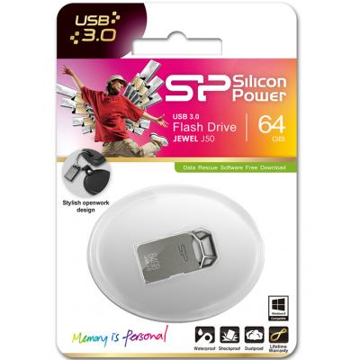 USB флеш накопичувач Silicon Power 64GB Jewel J50 Metallic Grey USB 3.0 (SP064GBUF3J50V1T) - зображення 5