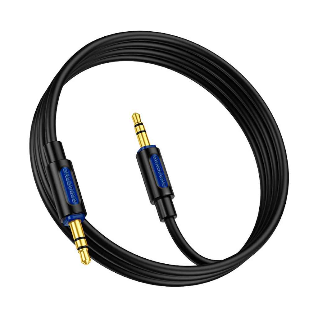 Кабель мультимедійний 3.5mm M to 3.5mm M 1.0m silicone black BOROFONE (6941991114373) - изображение 1