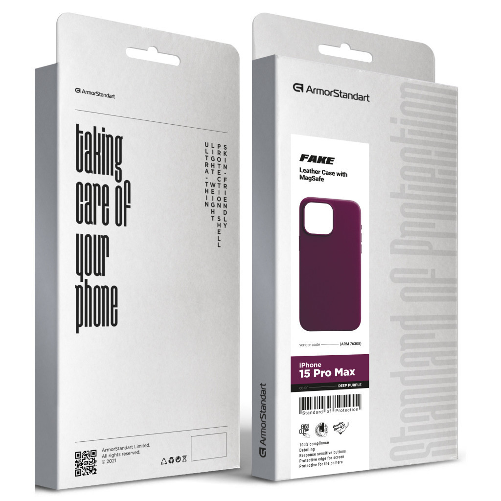 Чохол до мобільного телефона Armorstandart FAKE Leather Case Apple iPhone 15 Pro Max Deep Purple (ARM76308) - зображення 5