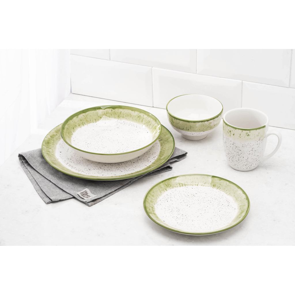 Тарілка Ardesto Siena, 19см, порцеляна, біло-зелений (AR2919SWG) - зображення 2