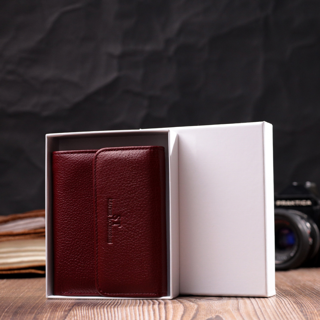 Гаманець ST Leather Шкіряний з монетницею Бордовий (19492) - зображення 11