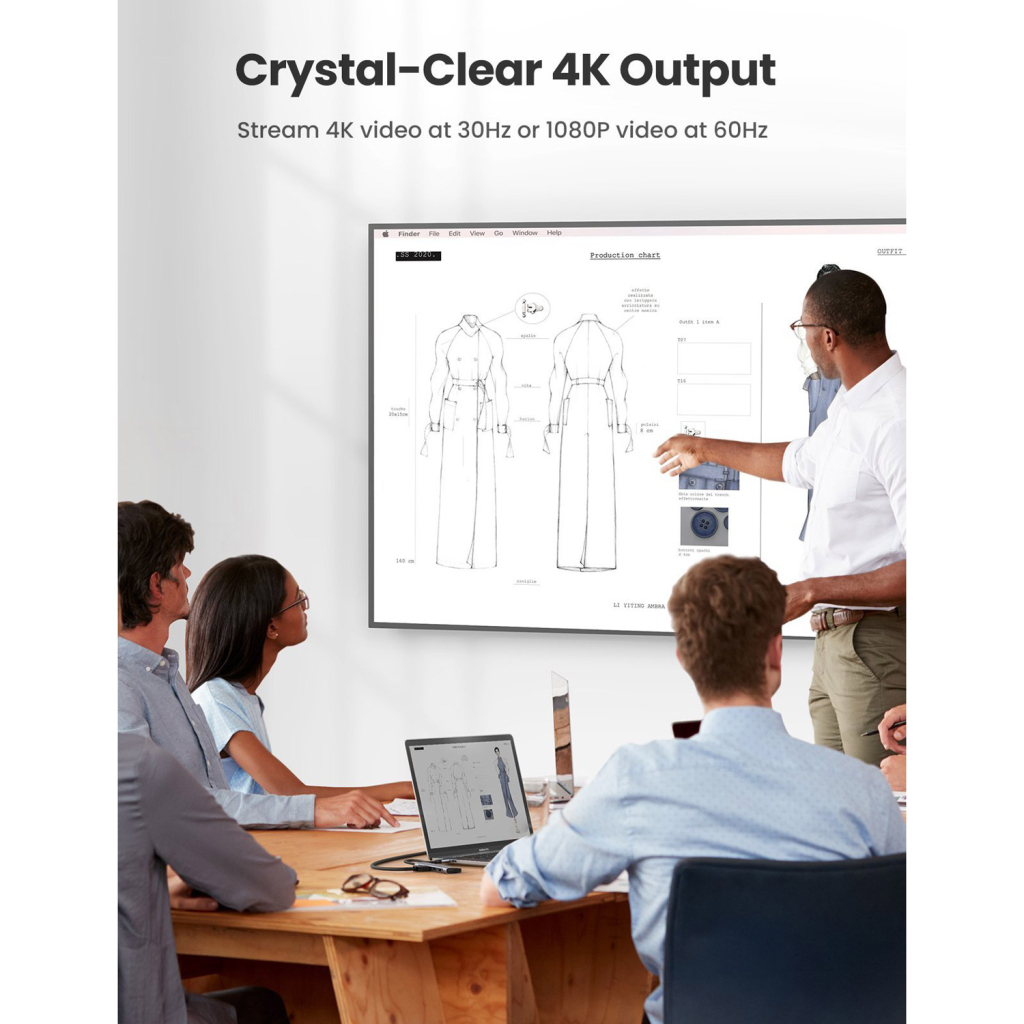 Концентратор Ugreen USB 3.0 Type-C to HDMI/SDTF/USB 3.0x2/PD CM195 (70411) - зображення 3