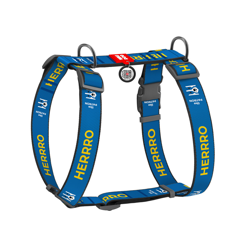 Шлея для собак WAUDOG Nylon анатомічна H-подібна з QR-паспортом "Патрон" пластиковий фастекс XL (323-4025) - изображение 1