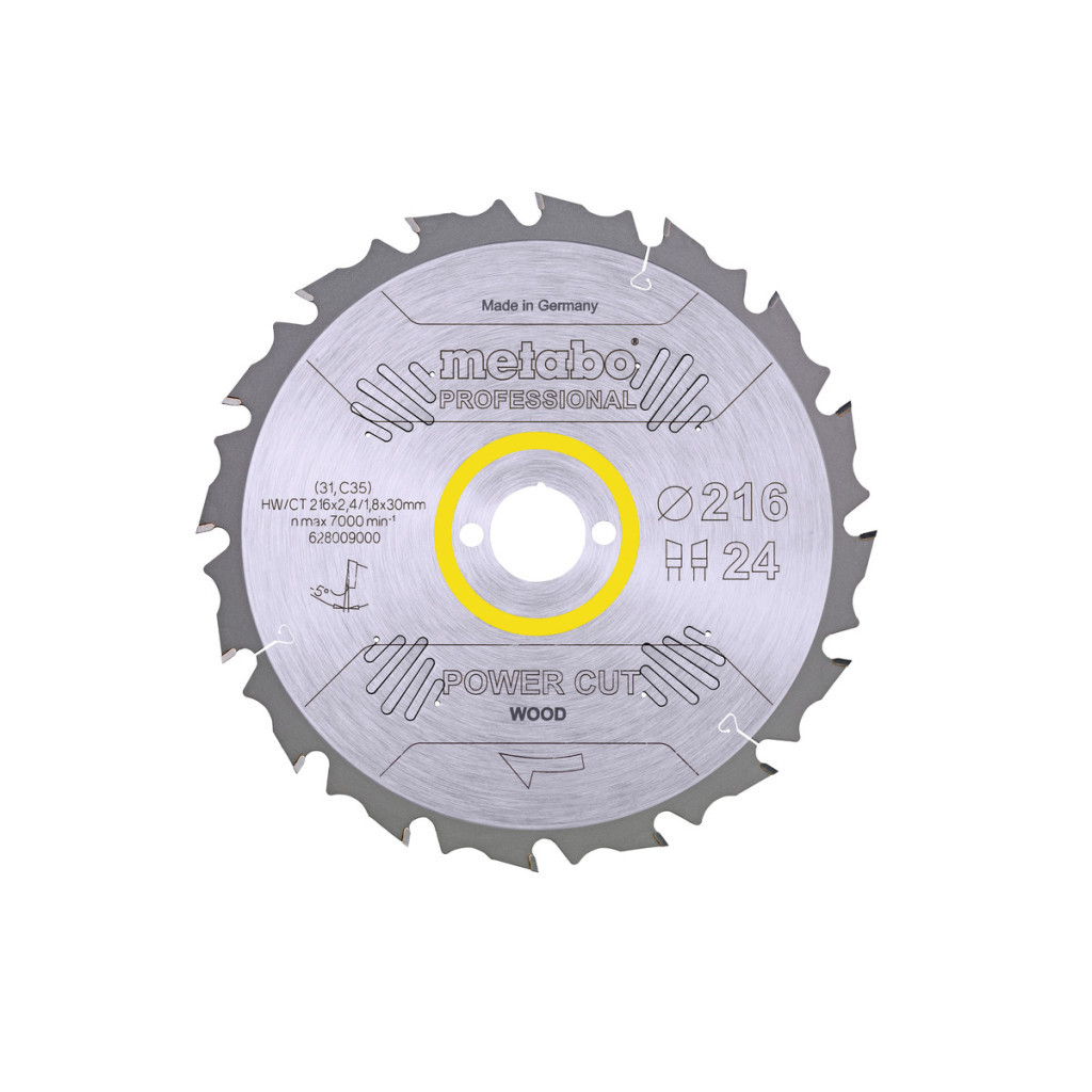 Диск пильний Metabo Power Cut Wood - Professional, 216х30мм, 24 зубців (628009000) - зображення 1