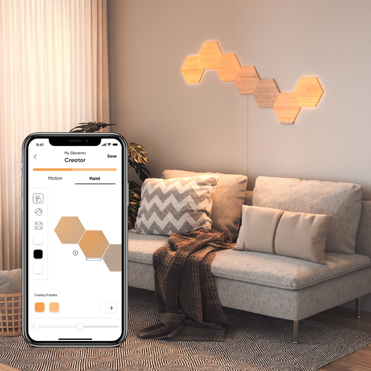 Розумна система освітлення Nanoleaf Elements - Hexagons Starter Kit Apple HomeKit, 7 шт. (NL52-K-7002HB-7PK) - зображення 5