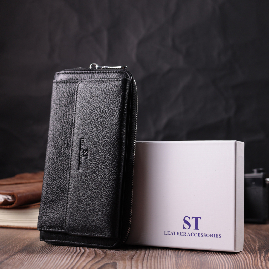 Гаманець ST Leather З натуральної шкіри Чорний (22529) - зображення 10