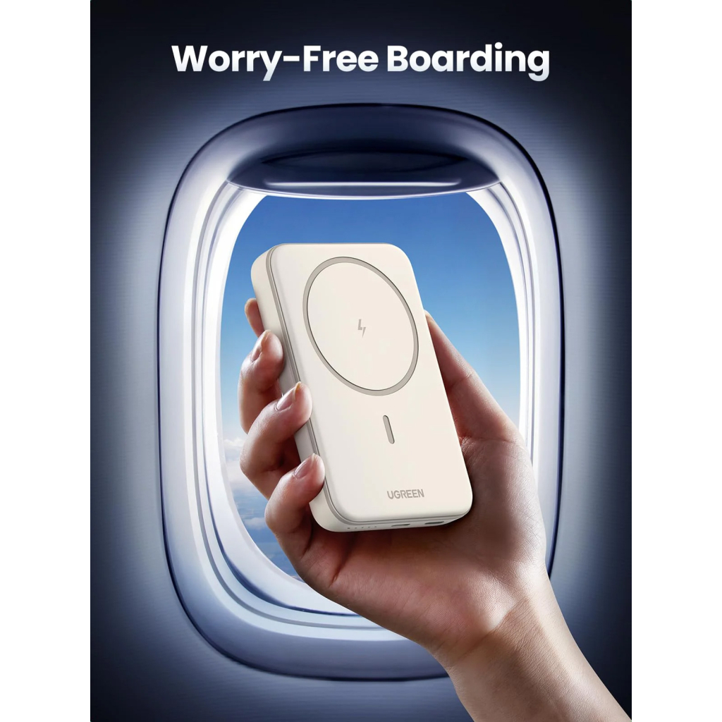 Батарея універсальна Ugreen 10000mAh 20W Magnetic Wireless beige (PB561) - зображення 7