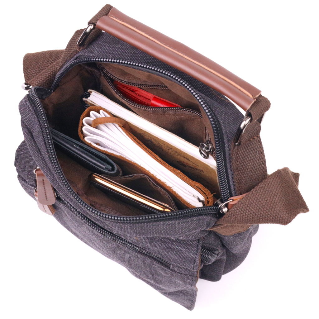 Сумка Vintage Чоловіча з щільного текстилю Чорна (21225) - зображення 5