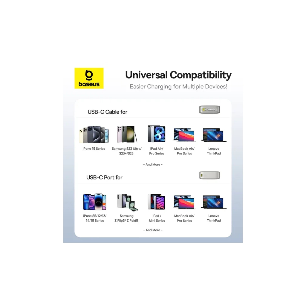 Батарея універсальна Baseus Free2Pull 20000mAh 65W, PD/3.0, QC/3.0, Lunar gray (P10073700843-00) - зображення 11