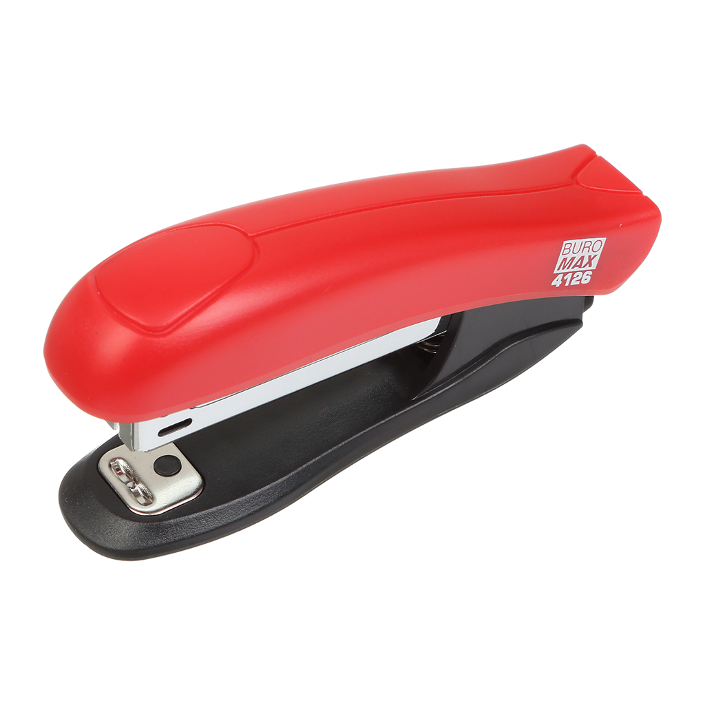 Степлер Buromax пластиковий, 12 аркушів, (скоби №10), 88 х 44 х 22 мм, червоний (BM.4126-05) - зображення 1