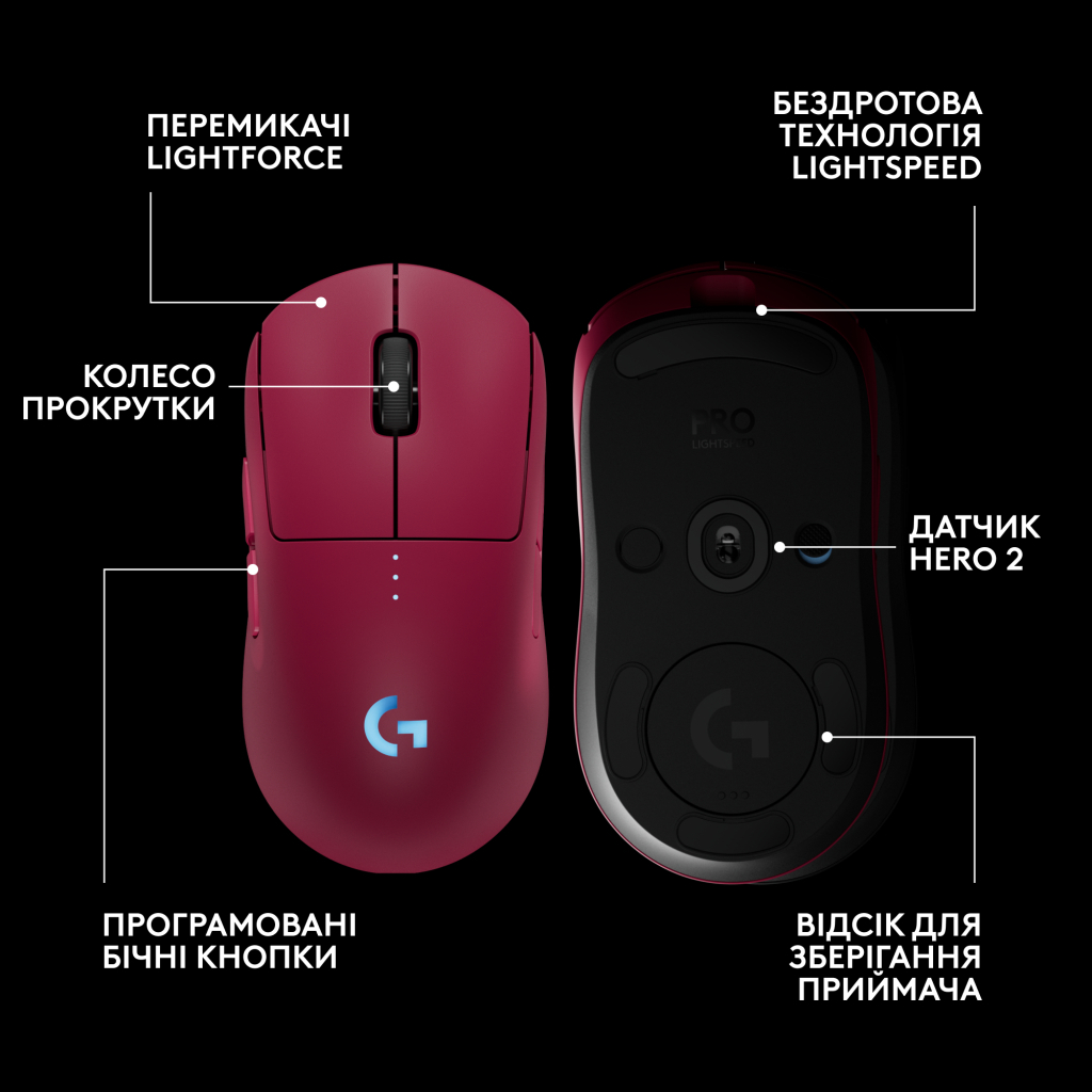 Мишка Logitech G Pro 2 Lightspeed Wireless Magenta (910-007309) - зображення 6
