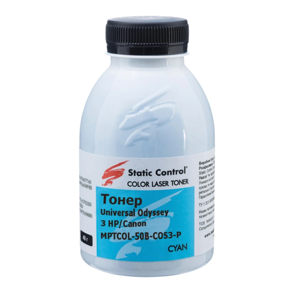 Тонер HP/Canon MPTCOL OS3 40г cyan (фасовка) Static Control (MPTCOL-40B-COS3-P) - зображення 1
