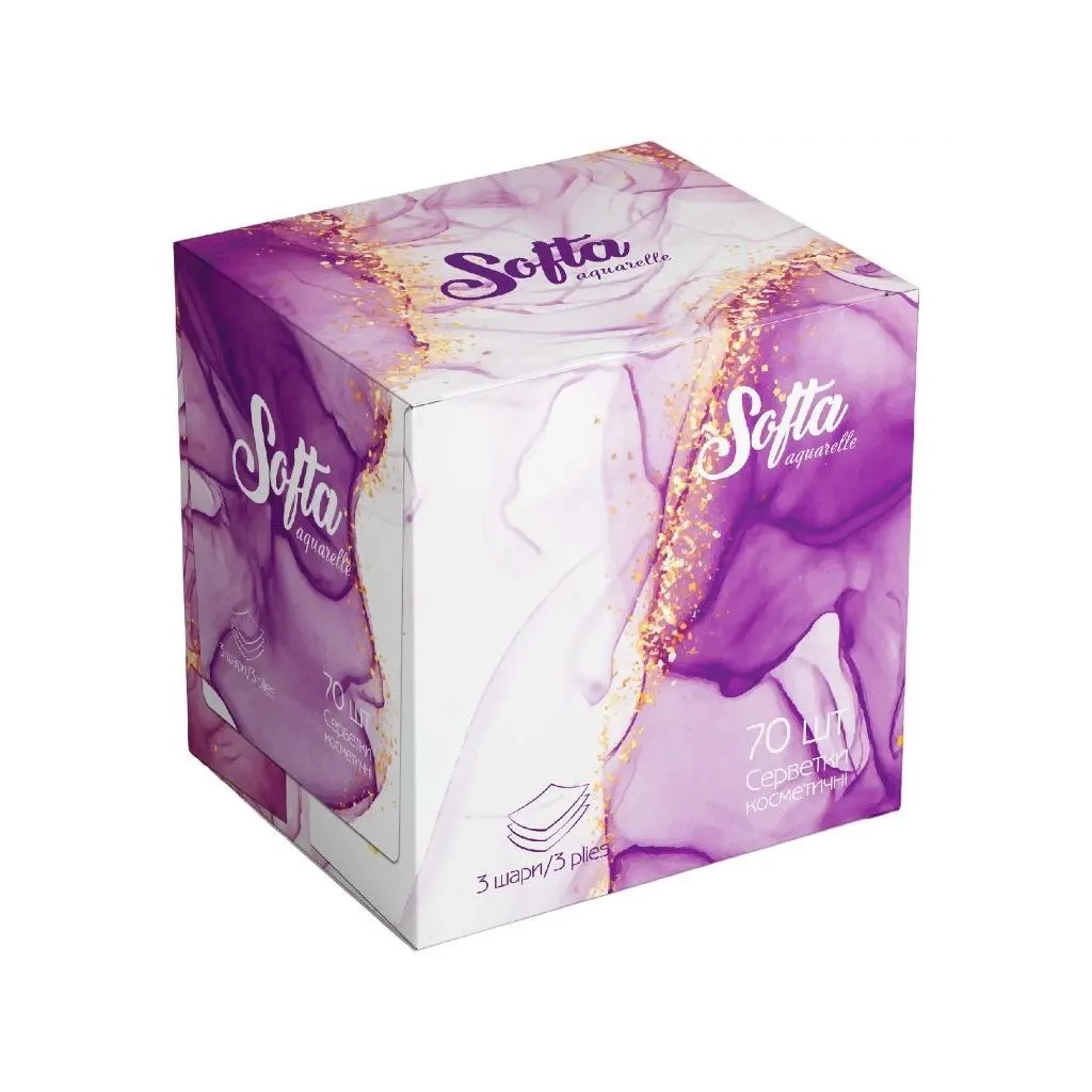 Серветки косметичні Chisto Softa Violet 3 шари 70 шт. (4823098414407) - изображение 1