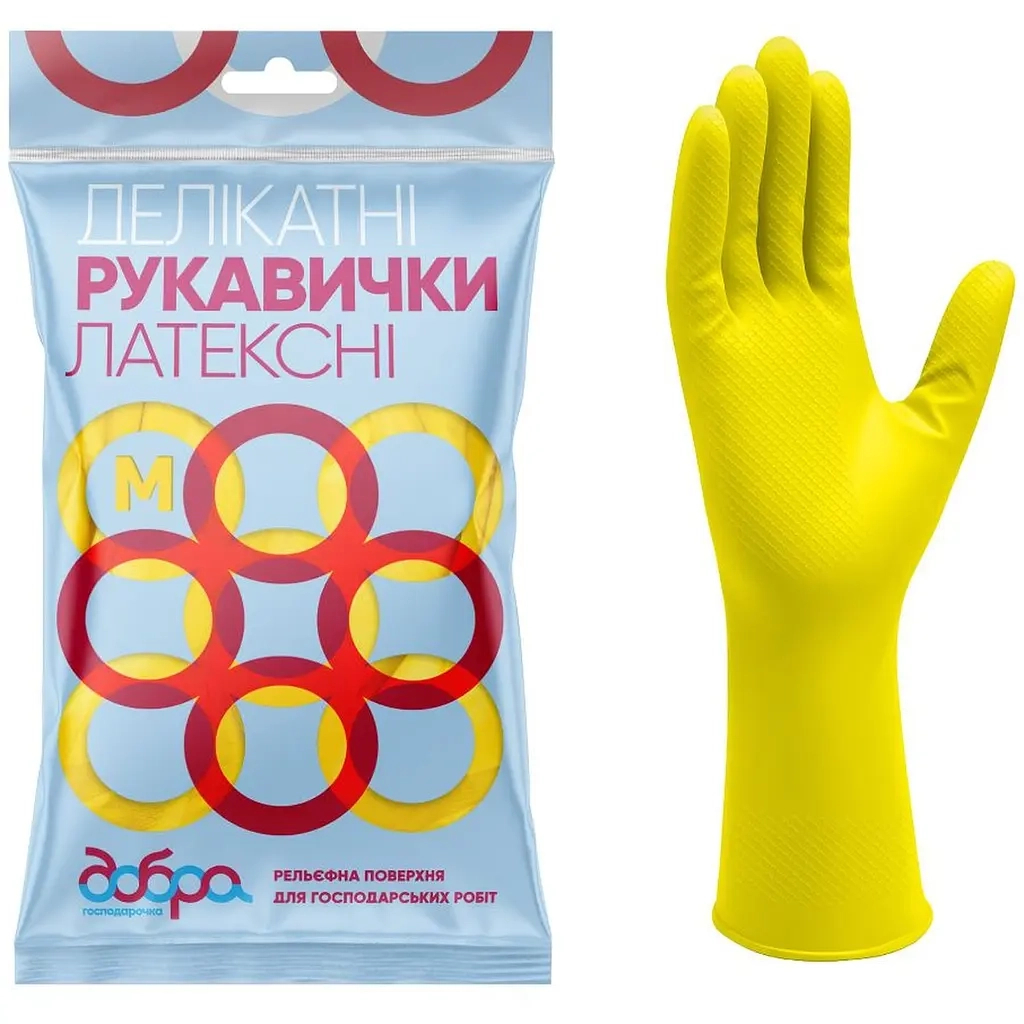 Рукавички господарські Добра Господарочка Латексні делікатні Розмір M 2 шт. (4820086521970) - зображення 2