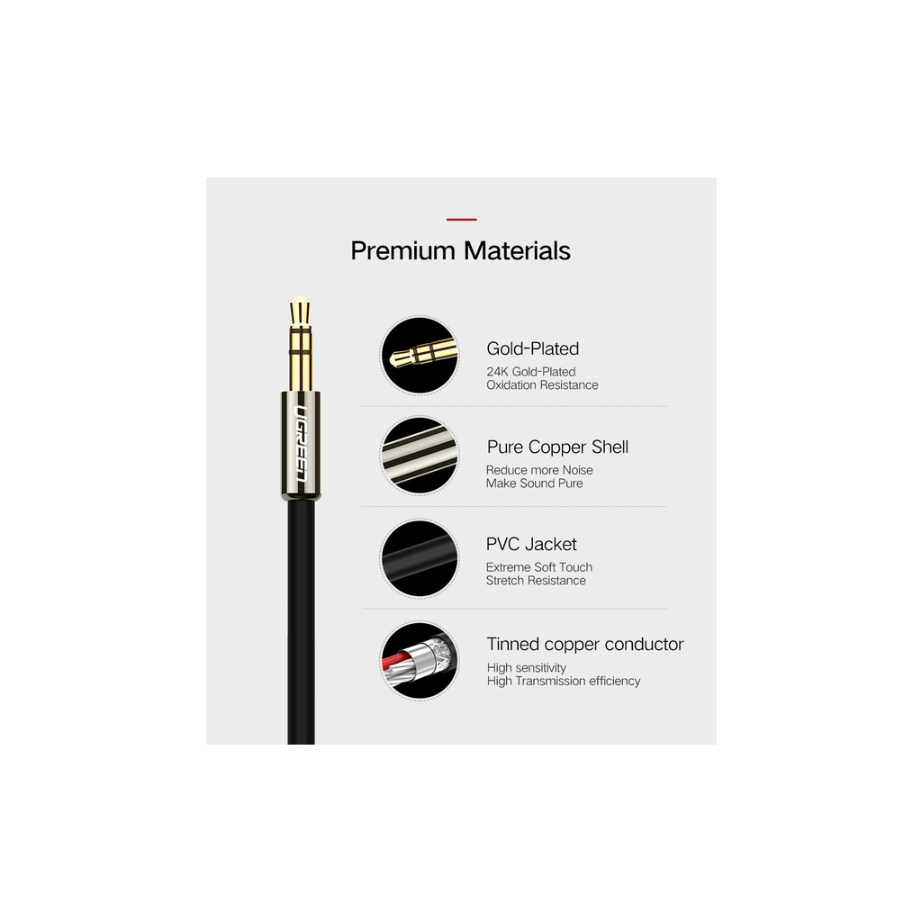 Кабель мультимедійний 3.5mm M to 2xRCA M 2.0m AV116 black Ugreen (10584) - picture 6