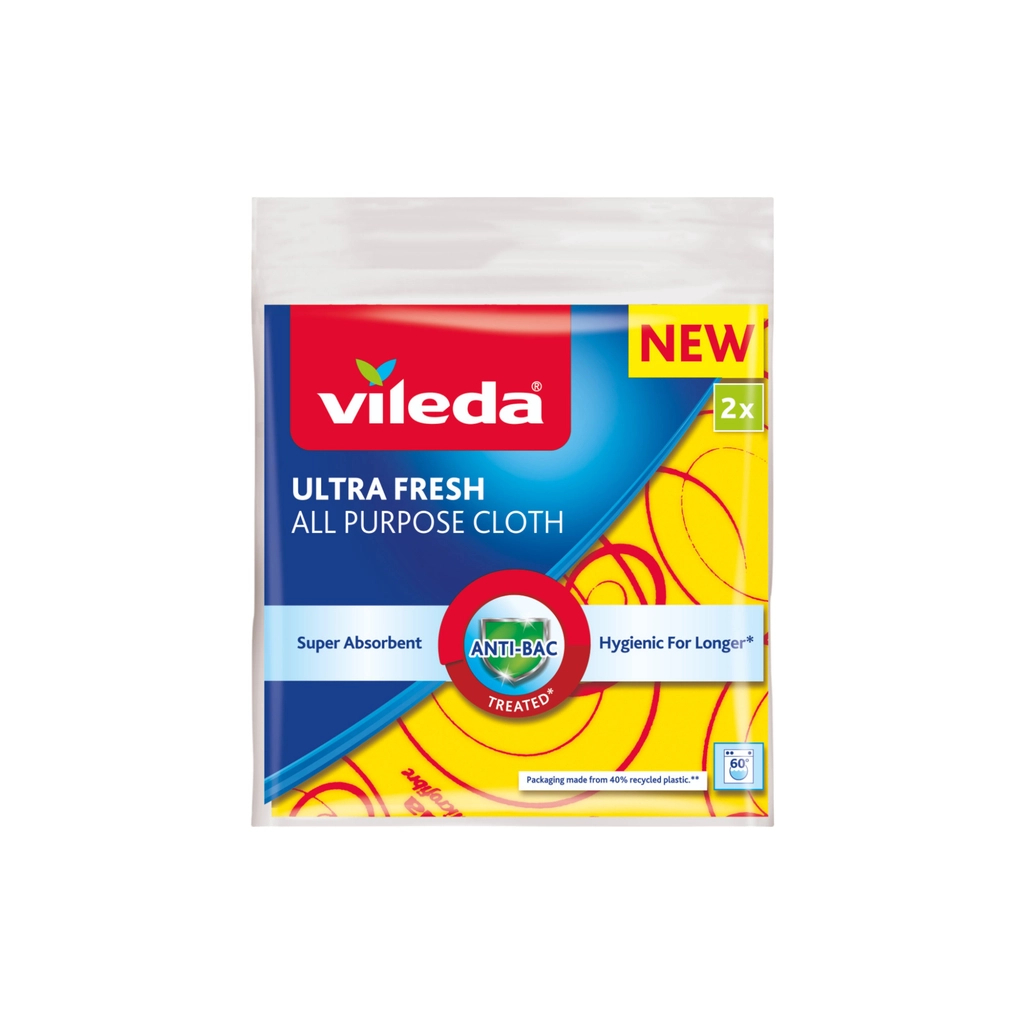 Серветки для прибирання Vileda Ultra Fresh Антибактеріальні Універсальні 2 шт. (4023103239593) - изображение 1