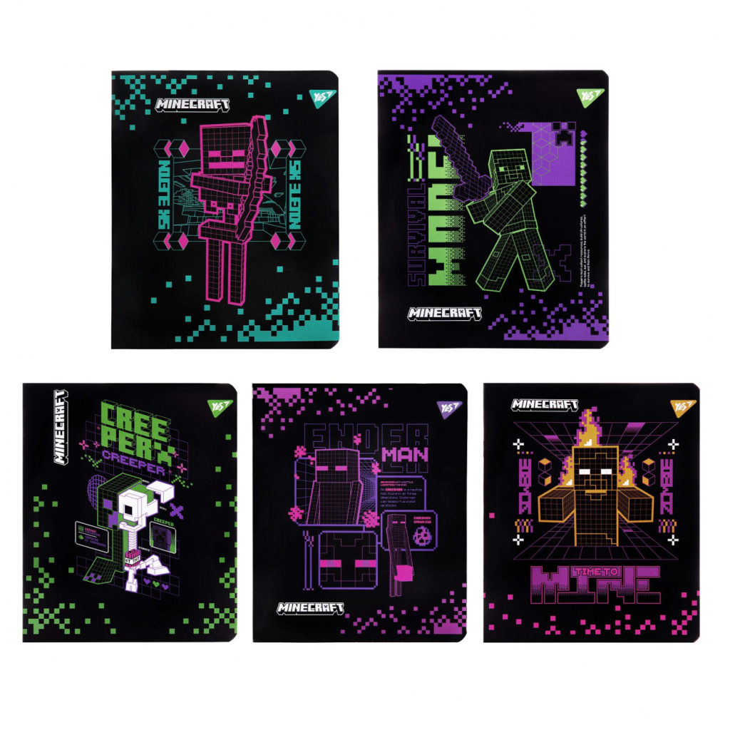 Зошит Yes Minecraft. Black 12 аркушів клітинка (767495) - зображення 1