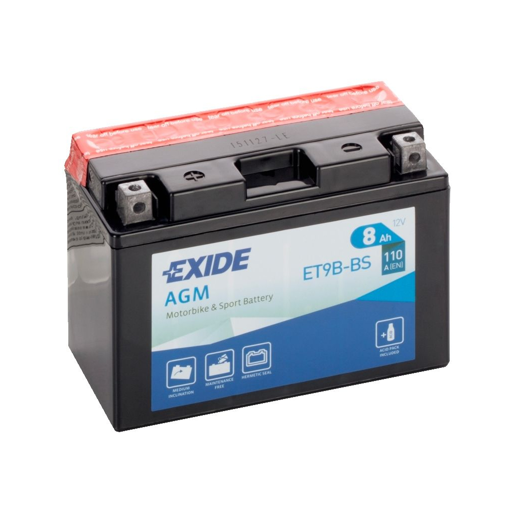 Акумулятор автомобільний EXIDE AGM 8Ah (+/-) (110EN) (ET9B-BS) - зображення 1