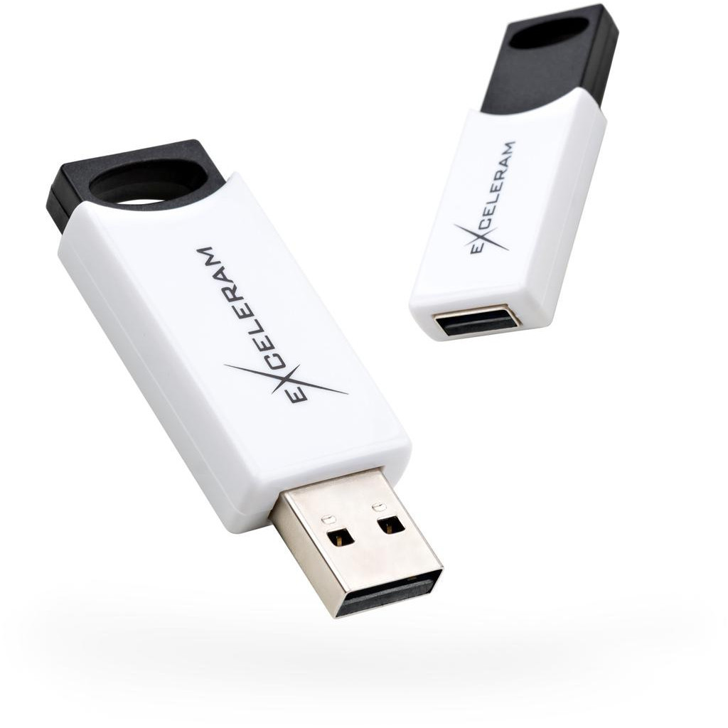 USB флеш накопичувач eXceleram 64GB H2 Series White/Black USB 2.0 (EXU2H2W64) - зображення 1