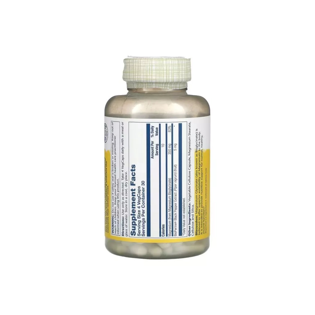 Мінерали Solaray Магній Гліцинат високої засвоюваності, 350 мг, High Absorption M (SOR-54901) - изображение 2