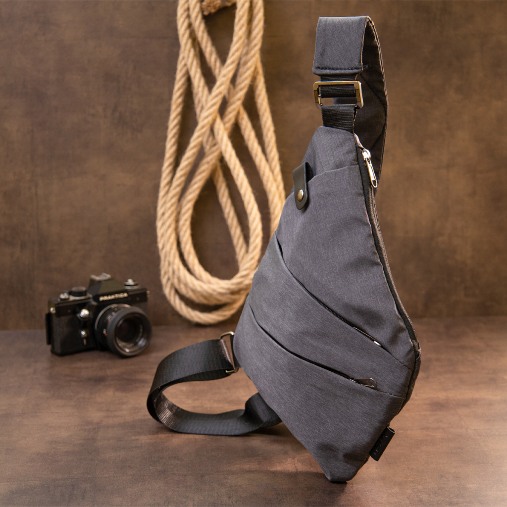 Сумка Vintage Слінг нейлонова Сіра (20558) - зображення 6