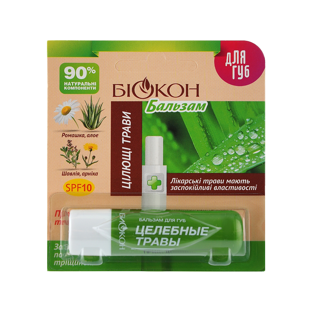 Бальзам для губ Біокон Цілющі трави 4.6 г (4820160030831) - зображення 1